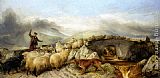 Richard Ansdell Canvas Paintings - Collecting the Sheep for Clipping in the Highlands